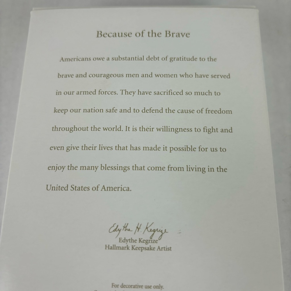 Hallmark Keepsake Ornament-Because of the Brave-original box-American flag/Eagle - Picture 5 of 9